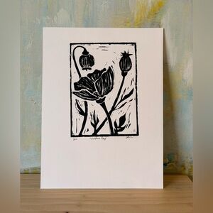 Original Art - Black and White California Poppy Print
